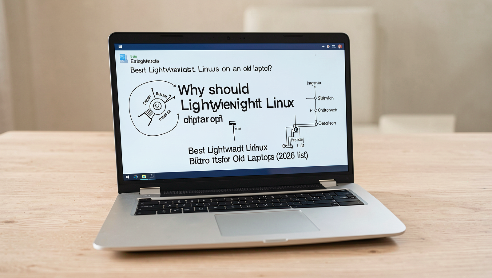 Diagram illustrating benefits of lightweight Linux distros for old laptops.