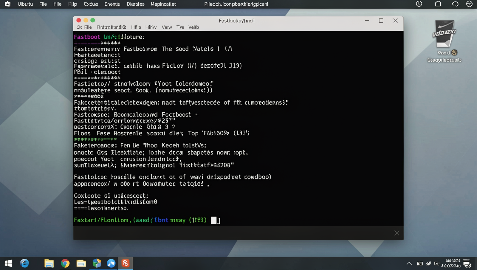 Terminal window displaying Fastboot commands for flashing Ubuntu Touch.