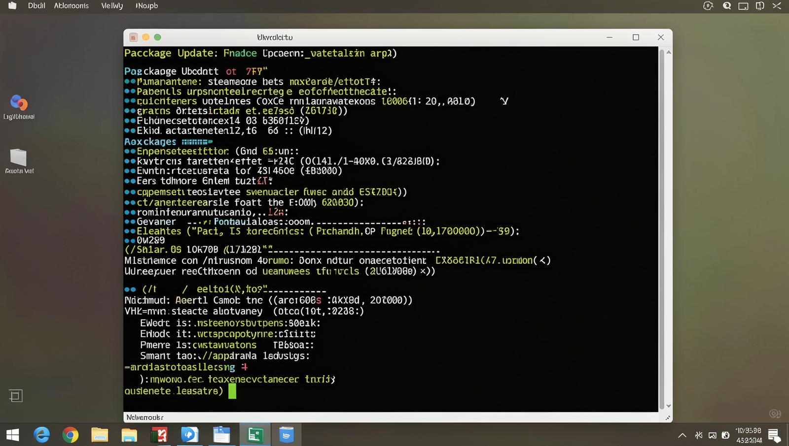 Linux terminal displaying package update commands in a professional UI.