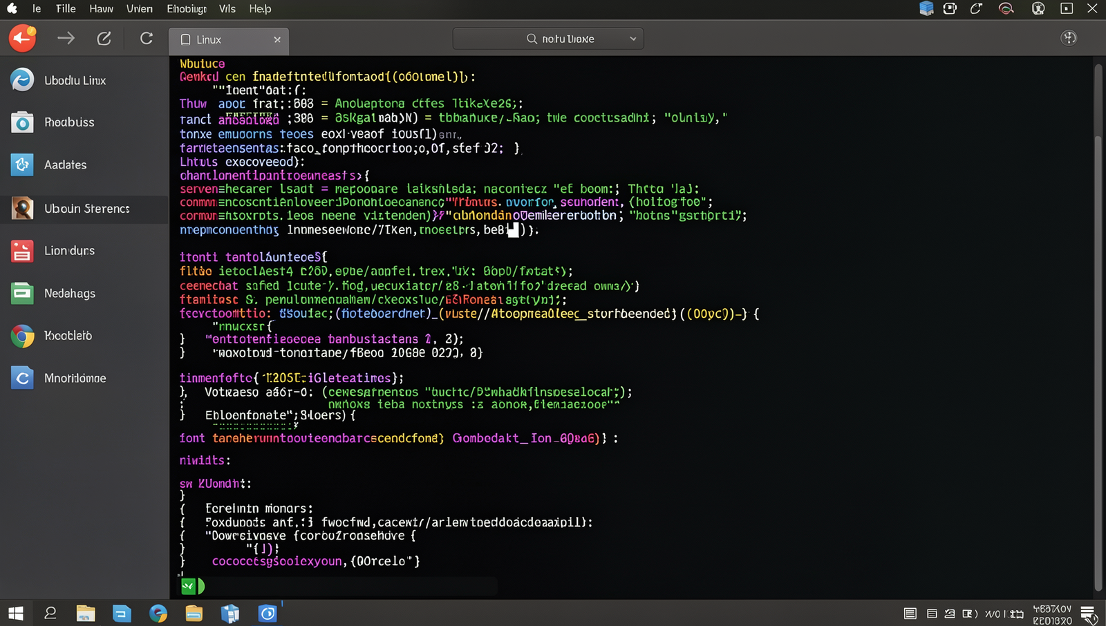 Linux files section displayed on a computer screen with realistic UI.