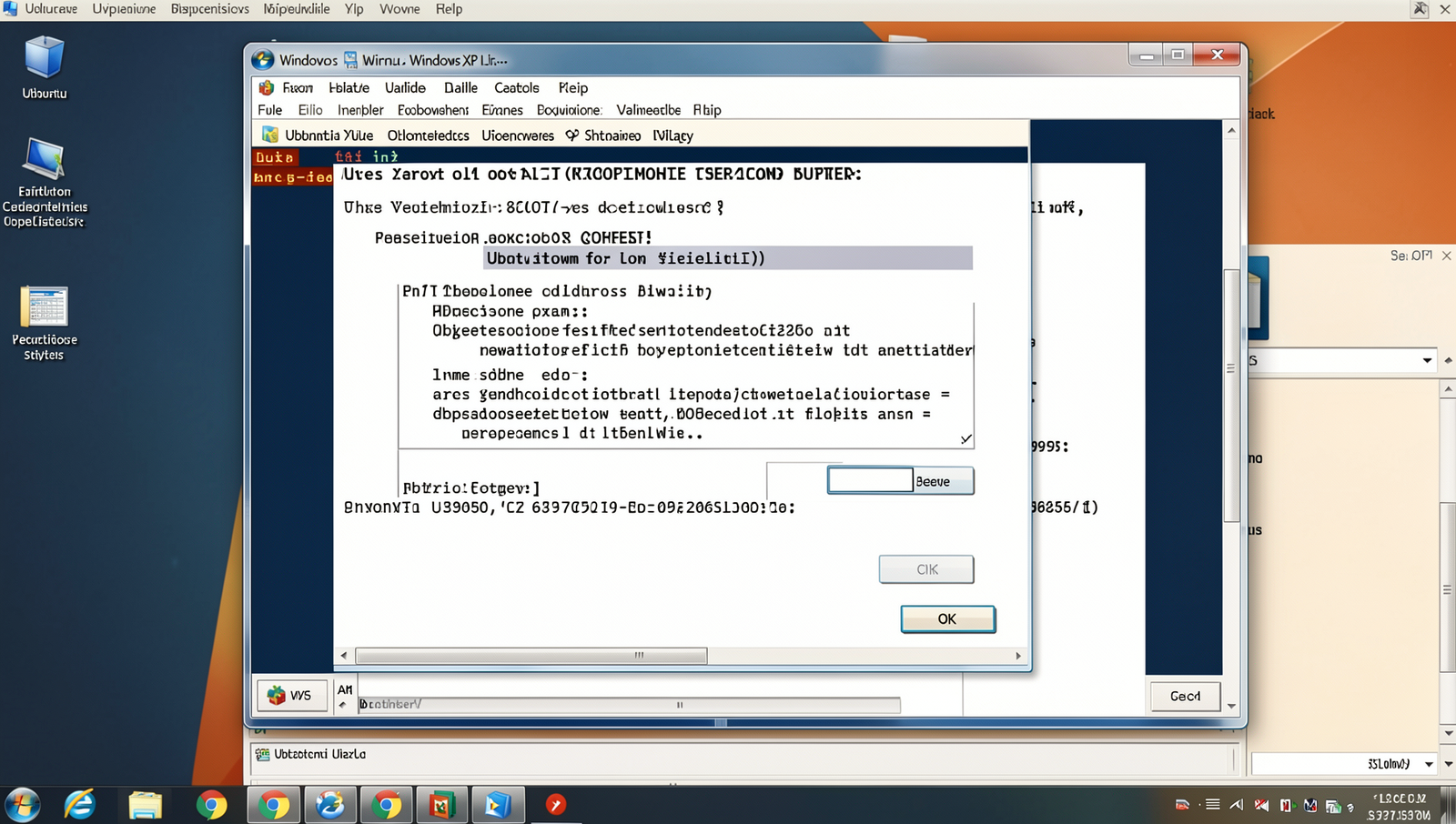 Windows XP setup screen showing partition selection for installation.