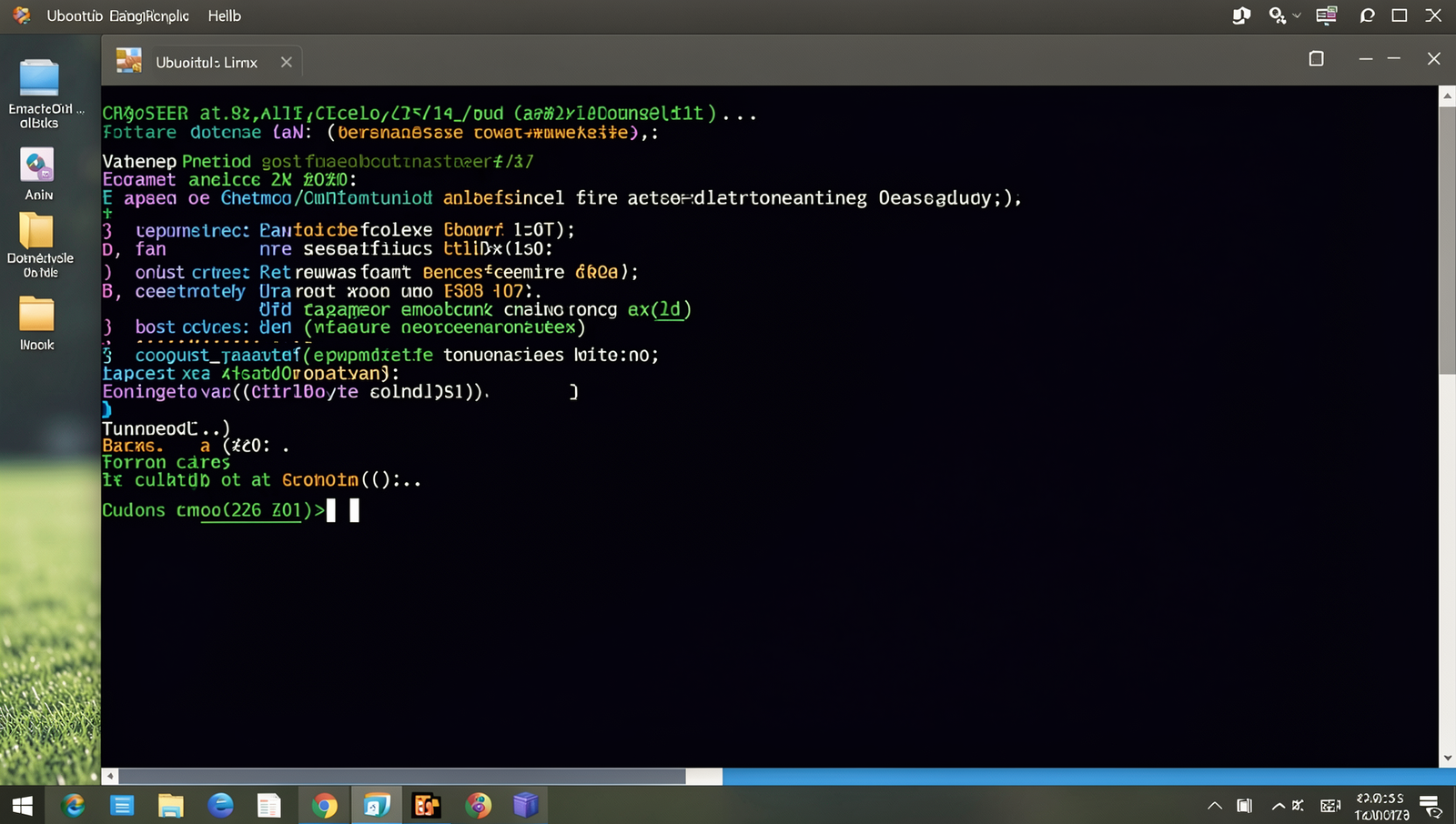 Photorealistic BIOS screen displaying boot options in a Linux desktop environment.