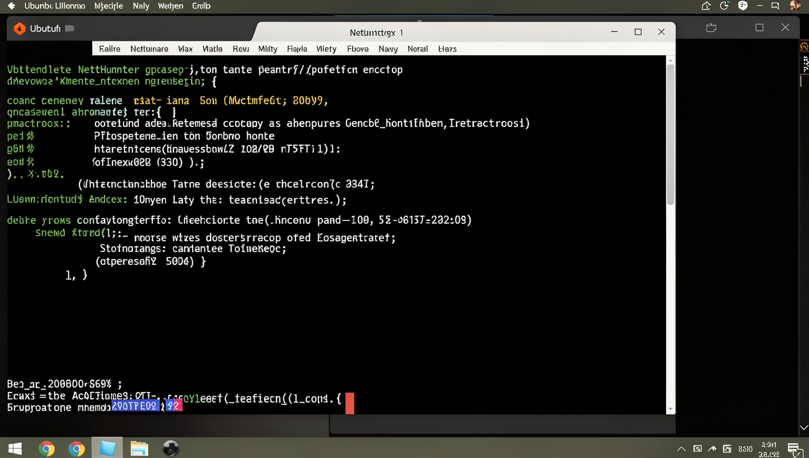 Photorealistic terminal displaying navigation to the NetHunter directory on a Linux desktop.
