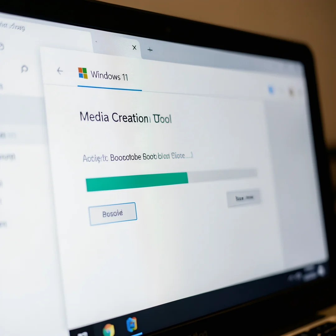 Step 3: Windows 11 Media Creation Tool creating bootable USB drive on a computer screen