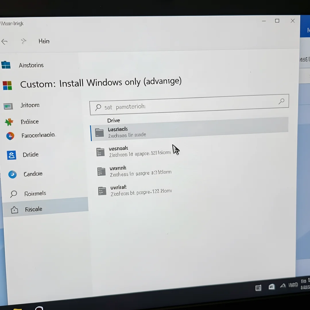 Step 5: Windows 11 installation setup screen showing custom install and drive partition selection