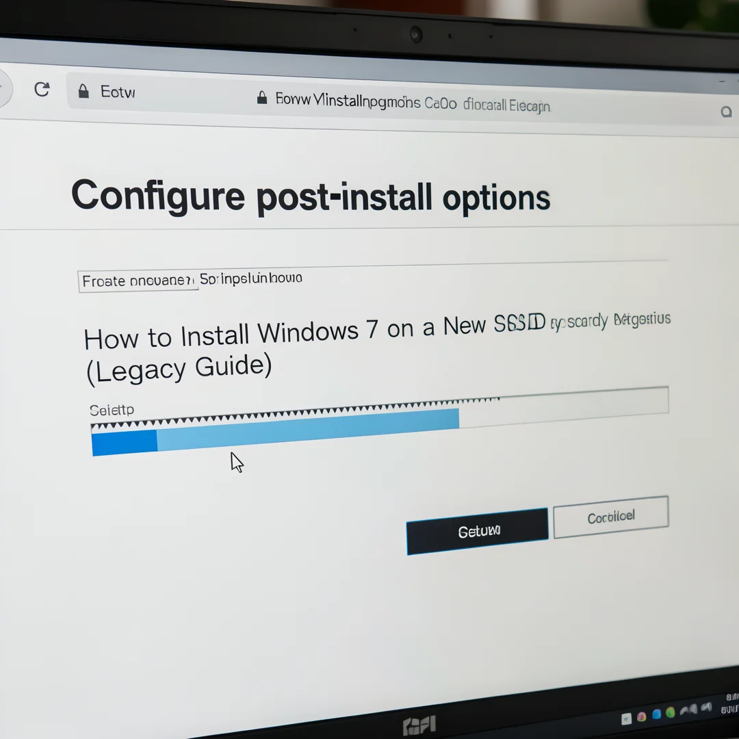 Step 6: Technical tutorial screenshot: Configure post-install options for How to Install Windows 7 on a New
