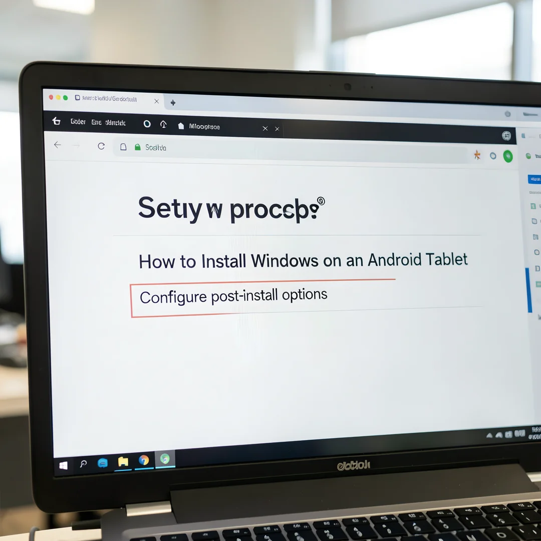 Step 6: Technical tutorial screenshot: Configure post-install options for How to Install Windows on an Andro