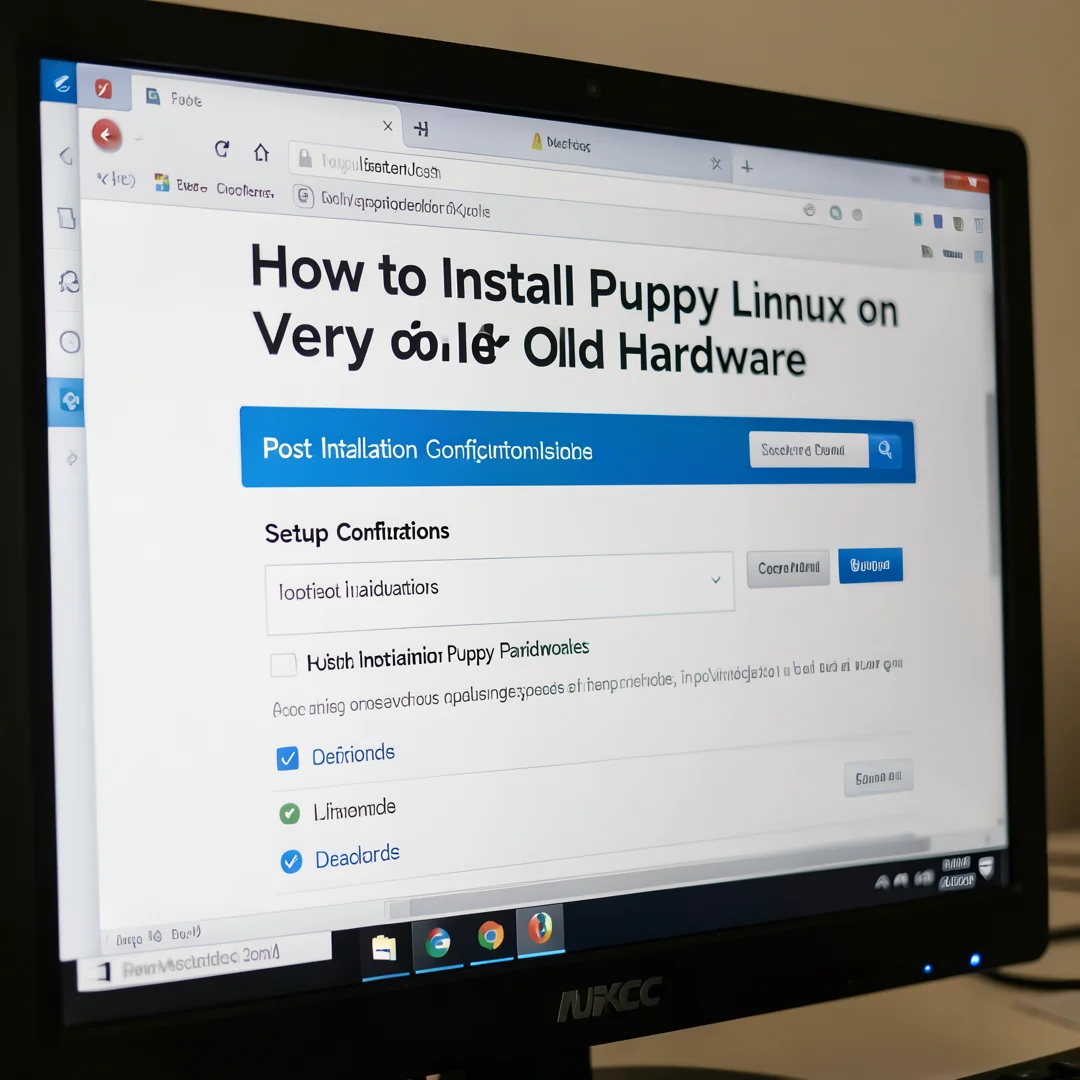 Step 6: Technical tutorial screenshot: Configure post-install options for How to Install Puppy Linux on Very